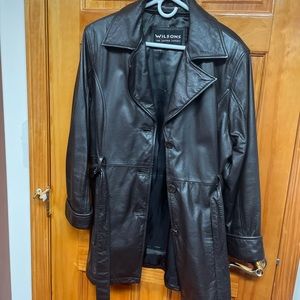 Chocolate Brown Leather Coat w/ Liner